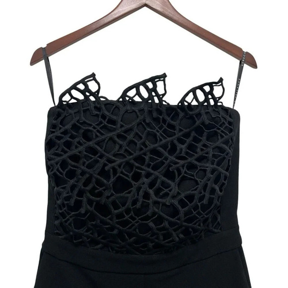 Rebecca Vallance Sophia Crepe 3D Lace Trim Strapless Jumpsuit Straight Leg Black - Picture 6 of 13